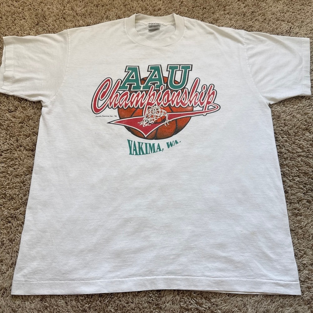 Vintage 90s 1996 AAU Championship Yakima WA Basketball T-Shirt XL Single Stitch